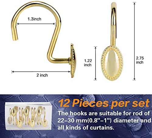 Gold Shower Curtain Hooks Rings, Zinc Alloy - Image 6
