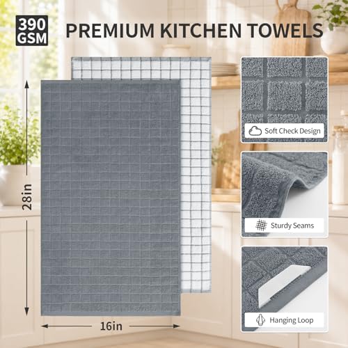 Kitinjoy Premium Kitchen Towels, Large 100% Cotton Terry 390 GSM Kitchen Hand - Image 2