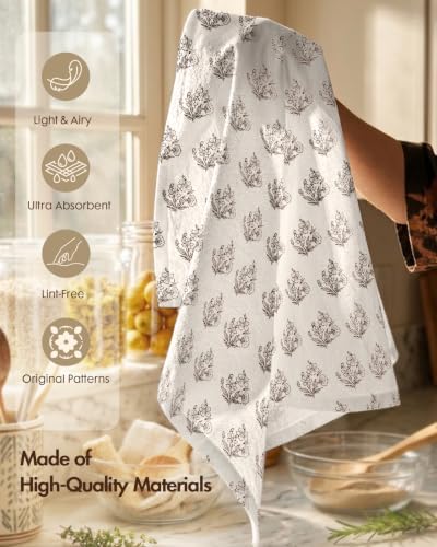 Miss Adola 2 Pack 150GSM Flour Sack Kitchen Towels, Botanical Rhythm - Image 3