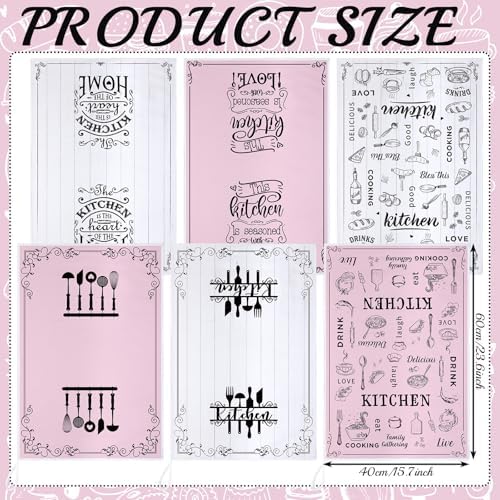 Bencailor 6 Pcs Pink Kitchen Towels Decorative Sets Dish Towels Absorbent Fast - Image 3