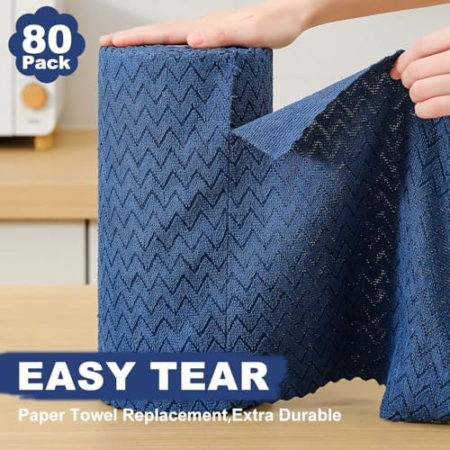 80 Pack Microfiber Cleaning Cloth Roll Reusable Paper Towels 12"x12" Tear Away - Image 3