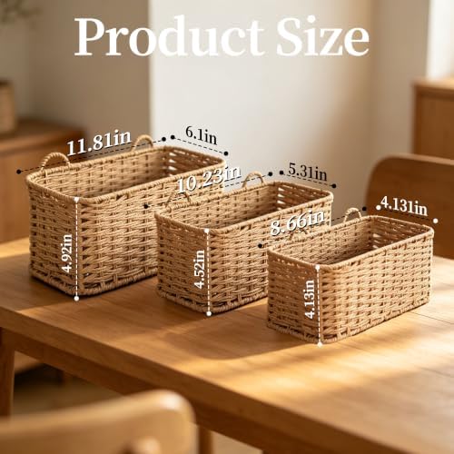 Woven Wall Baskets Set of 3, Boho Wicker Hanging Organizer 3 Sizes - Image 7