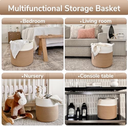 Goodpick Cotton Rope Storage Basket, 15 x 14.2 Inches Jute Woven Basket - Image 4