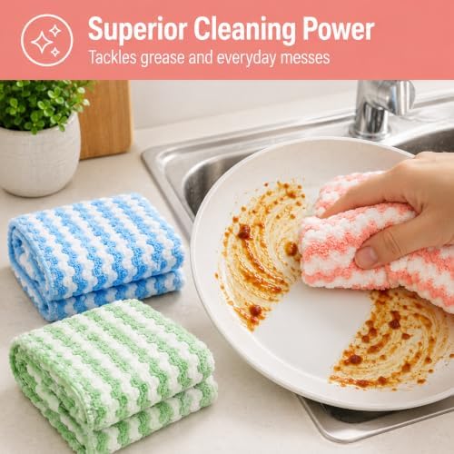 10 Pack Mircofiber Dish Cloths, Upgrade Kitchen Dish Rags, Reusable Cleaning - Image 6