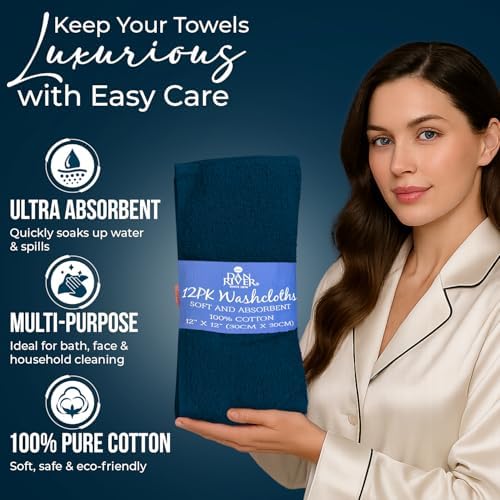 DAN RIVER 12 Pack Cotton Wash Cloths Set - Image 4