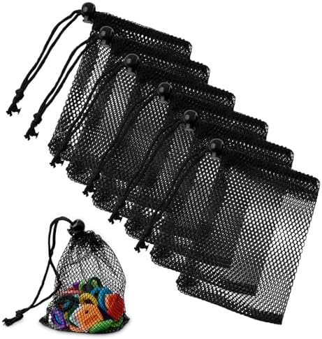 6Pcs Small Mesh Drawstring Bags by Unknown