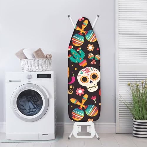 Mexican Skull Cactus Ironing Board Cover-15x 54 Elastic Edges Non-Slip Day of - Image 4