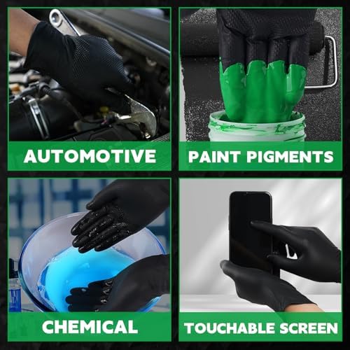 FINITEX Disposable Nitrile Diamond Texture Black 8mil Mechanic Gloves - Image 6