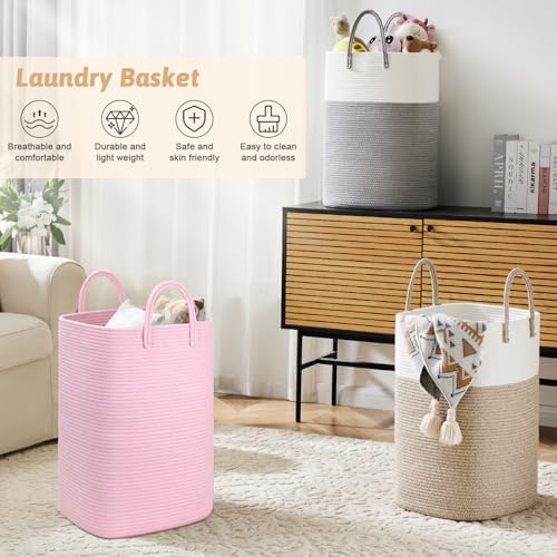Artfeel Laundry Basket, Woven Cotton Rope Laundry Hamper, 100L Versatile Storage - Image 4