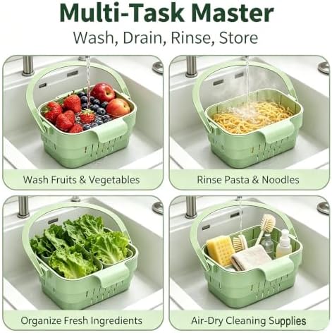 Foldable Hanging Sink Drain Basket, Stretchable Kitchen Colander - Image 5