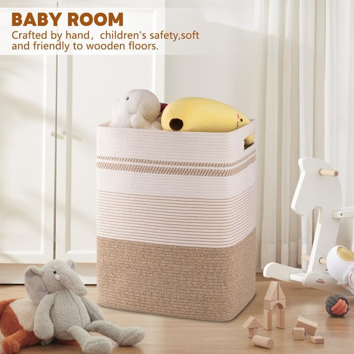 80L Large Cotton Rope Laundry Basket - Image 2