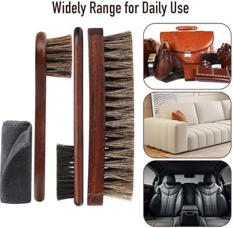 4-Piece 100% Horse Hair Shoe Brush Kit Premium Dauber Applicators Leather Care - Image 6