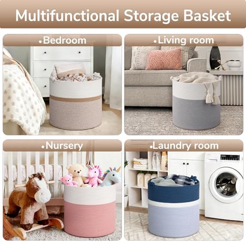Goodpick 17"x16" Toy Storage for Kids, Home Décor Living Room, Woven Laundry - Image 4