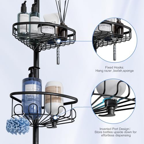 Corner Shower Caddy Tension Pole: Stainless Steel Rustproof 4-Tier Shower - Image 6