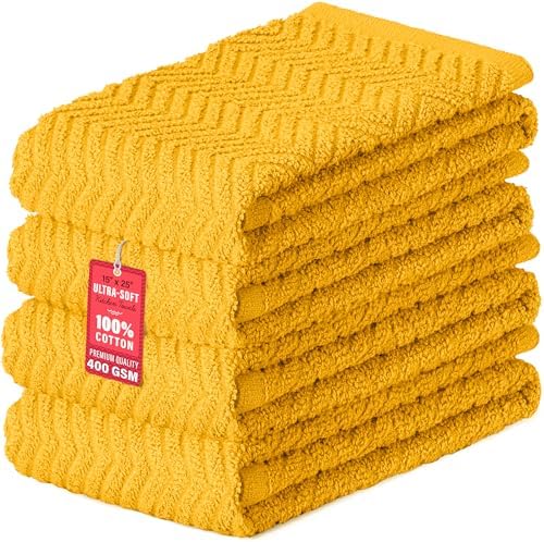 DecorRack 100% Cotton Kitchen Towels 15x25 in, Mustard Set by DecorRack
