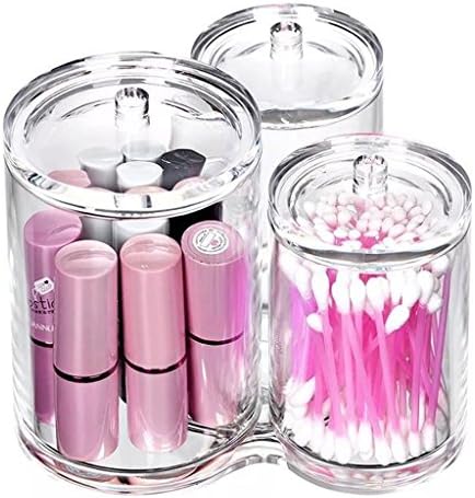 Hipiwe Clear Acrylic Cotton Swab Holder Cotton Round Container, 3 Slots by Hipiwe