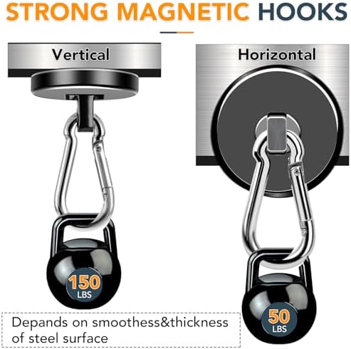 MIKEDE Strong Magnetic Hooks 150LB Neodymium Black Magnets - Image 3