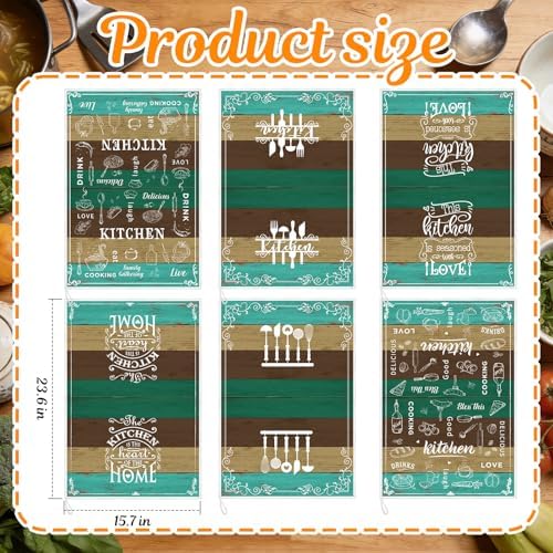 Bencailor 6 Pcs Green Farmhouse Kitchen Towels Decorative Sets Dish Towels - Image 3