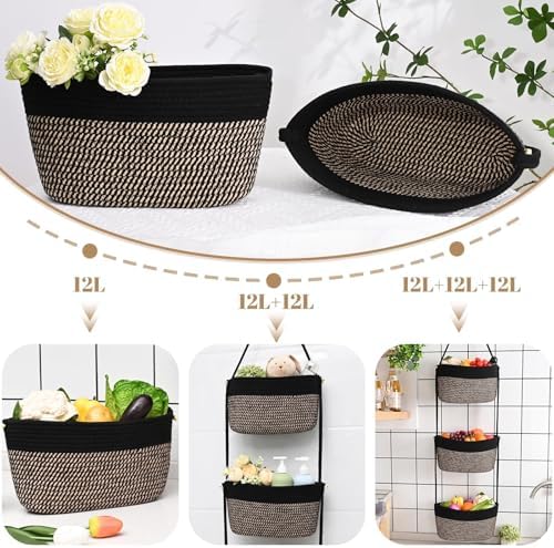 Hanging Basket, 3-Tier Woven Wall Basket - Image 5