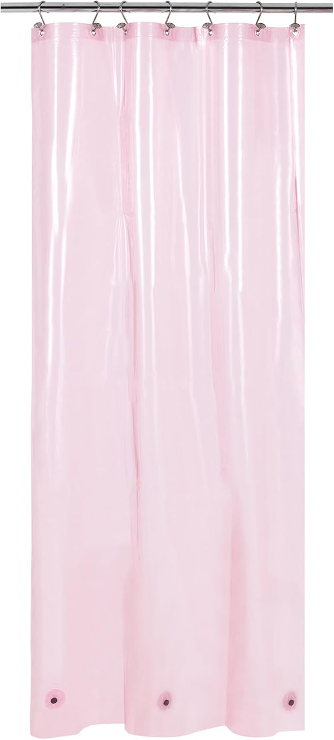 Barossa Design Clear Pink Stall Shower Curtain Liner - Image 8