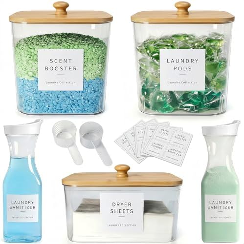 3+2 Pack Laundry Pods Containers & Dryer Sheet Holder & Laundry Detergent by Unknown