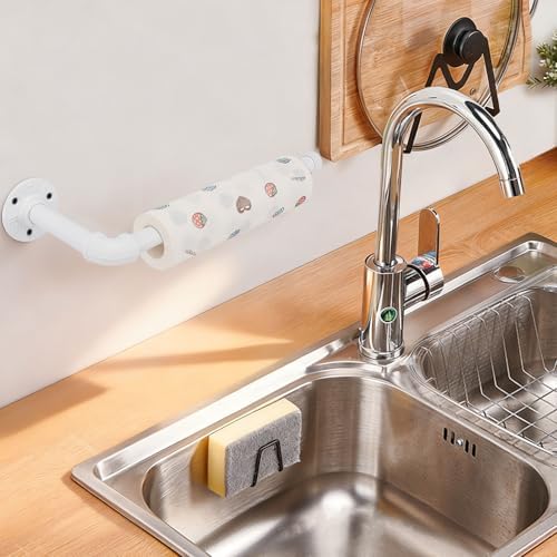 Industrial Iron Pipe Kitchen Paper Towel Holder, Vintage Farmhouse Heavy Duty - Image 3