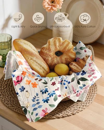 Miss Adola 150GSM Flour Sack Kitchen Towels Set of 4, Wild Flower - Image 2