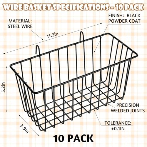10 PCS Wire Baskets Wall Grid Panel Hanging Wire Basket Hanging Wall Baskets No - Image 2