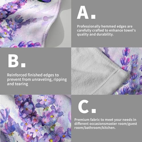 Watercolor Lavender Butterfly Kitchen Towels Set of 2 Purple Flower Butterflies - Image 5