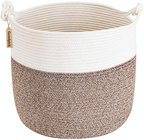 Goodpick Jute Woven Basket for Blankets Clothes Organizing，Cotton Rope by Goodpick