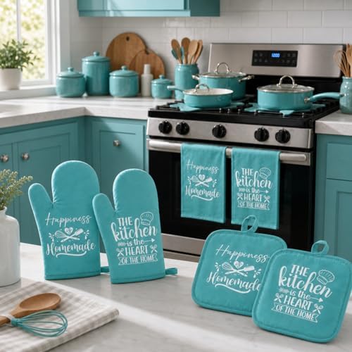 Sratte 6 Pcs Kitchen Decor Accessories Set, Light Teal - Image 2