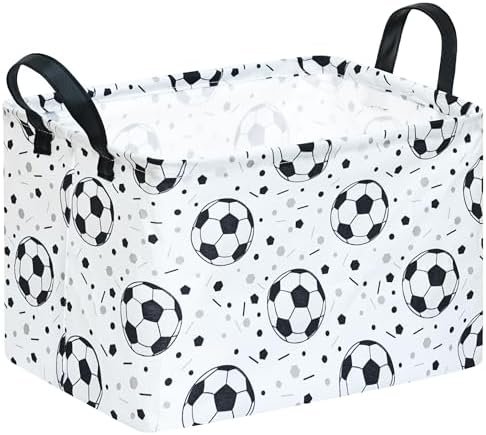 Kids Storage Basket with Soccer Print, 14.5" x 10.2" x 9.1", Waterproof with by MAIZMZ