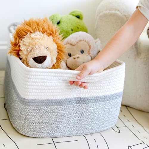 NaturalCozy Storage Baskets 16.8”x13”x7.6” Cotton Rope Woven Baskets - Image 5