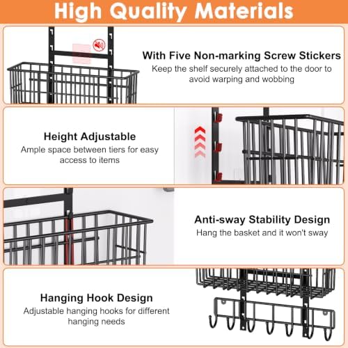 Hongtamoya Adjustable Over the Door Organizer, Metal Hanging Door Organizer - Image 4