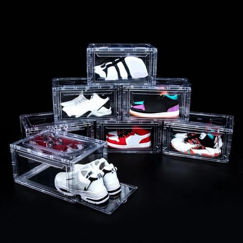 Upgraded 12 Pack Shoe Box, Acrylic Clear Shoe Boxes, Drop Front Shoe Storage Box - Image 2