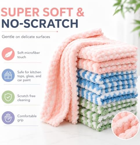 10PACK Kitchen Cleaning Cloths, Microfiber Dish Cloths: All-Purpose - Image 2
