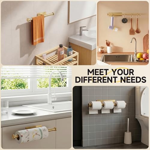 Paper Towel Holder Wall Mount, No Drill, SUS304 Steel, Space Saving - Image 5