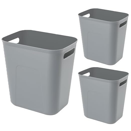 Plastic Small Bathroom Trash Can Wastebasket, 3.5 Gallon, 3 Pack | Compact by UUJOLY