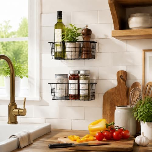 MaraFansie Hanging Kitchen Baskets, 2 Pack Wire Storage Basket Over Cabinet - Image 4