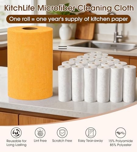 Microfiber Cleaning Cloth Roll, 100 Pack 12 x 12 Inch Tear Away Reusable Paper - Image 4