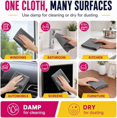 5 PackGenie Cloth Magic Cloth, Cleaning Cloth, Lint Free MicrofiberCleaning - Image 3