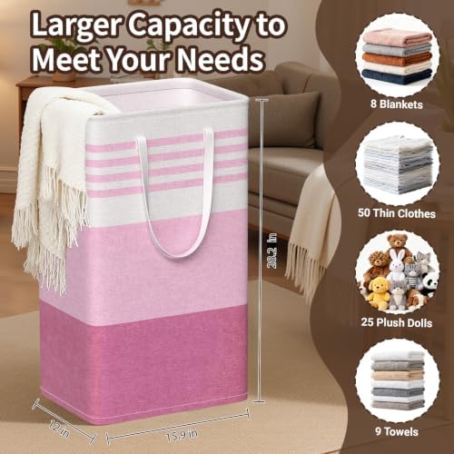 WOWBOX 2 Pack Laundry Baskets, Collapsible Dirty Clothes Laundry Hampers - Image 2