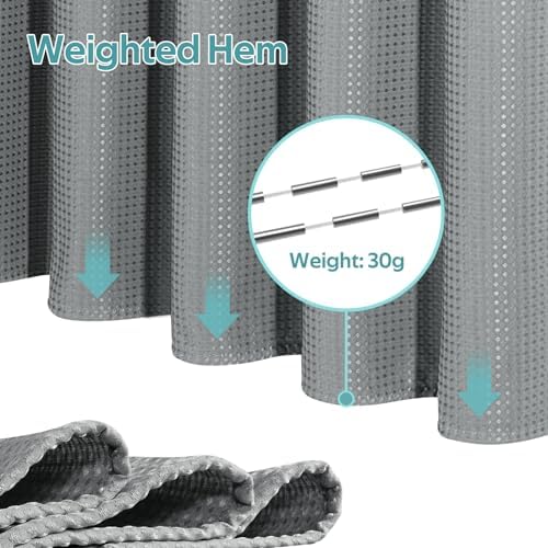 Vipfree 3 in 1 Shower Curtain Set, Waffle Shower Curtain and Liner Set - Image 5
