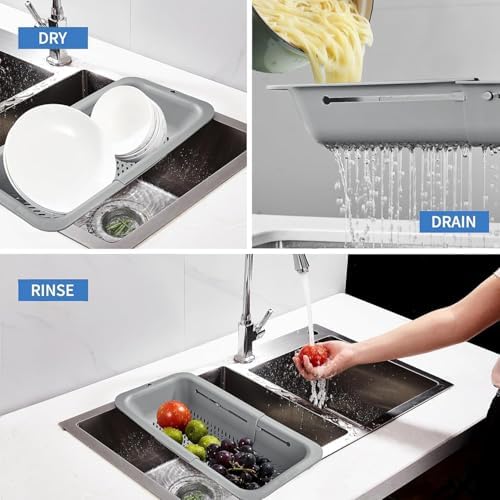 LASSHSWA Collapsible Colander for Kitchen, Over the Sink Strainer Basket for - Image 3