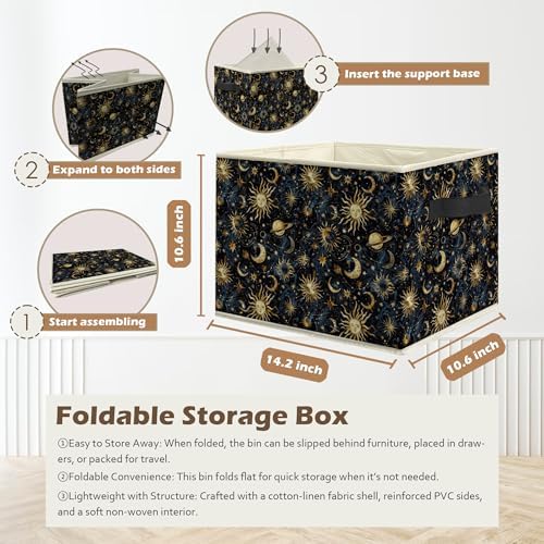 Boho Witchy Sun and Moon Storage Box Bins, Mystical Celestial Space Galaxy - Image 3
