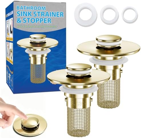Bathroom Sink Drain Strainer, Pop-Up Bathroom Sink Stopper by YourSimplifiedHome