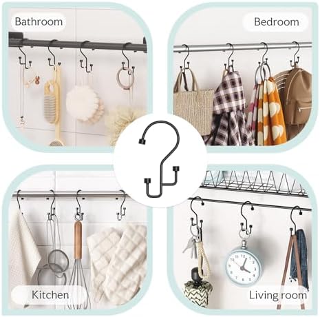 Bathway 12-Pack Double Shower Curtain Hooks, Rust-Resistant Metal Shower - Image 6