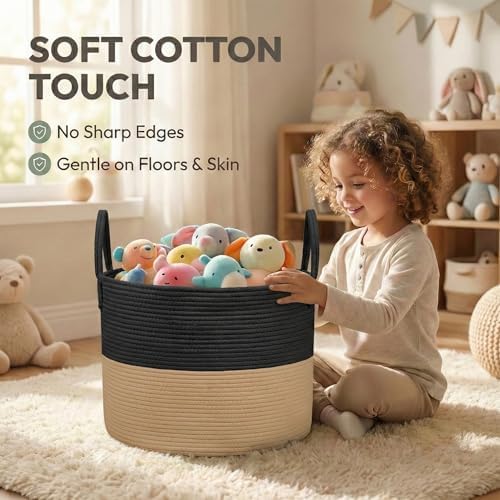 JMvicyroam 65L Extra Large Machine Washable Cotton Rope Blanket Basket - Image 4