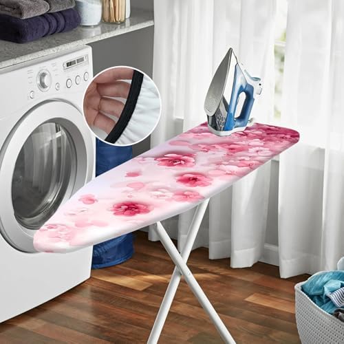 Nuxovilar Pink Watercolor Flowers Ironing Board Cover 15x54 Polyester - Image 6
