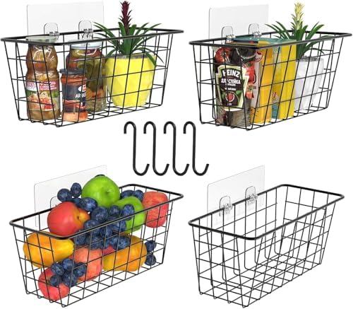 MaraFansie Over the Cabinet Door Organizer Wall Wire Baskets Hanging Kitchen by MakeStorageMoreFun